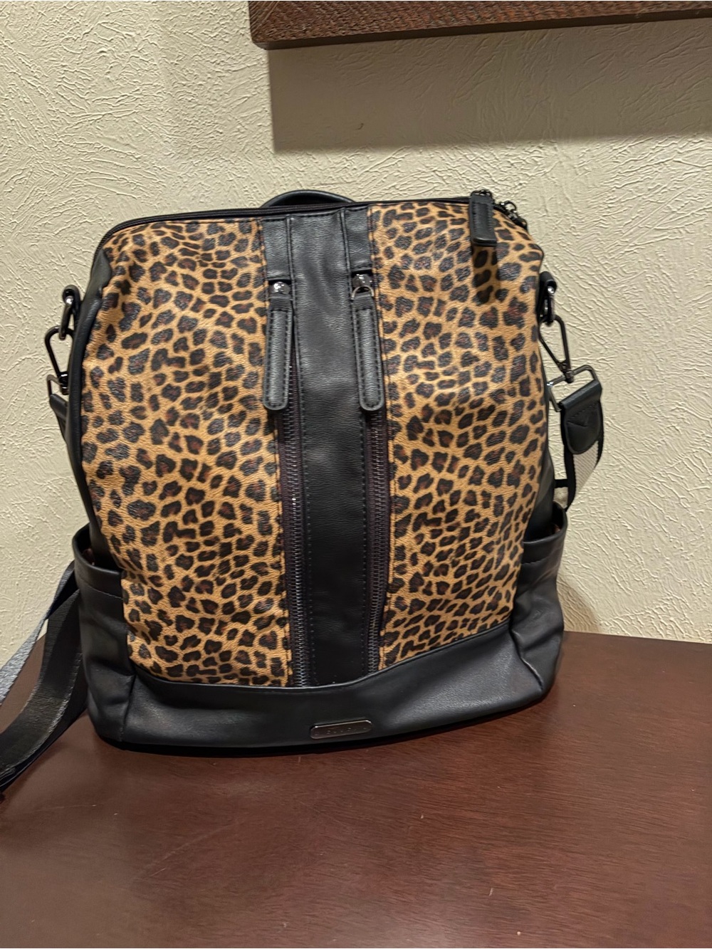 Leopard Print Laptop Bag with Black Trim